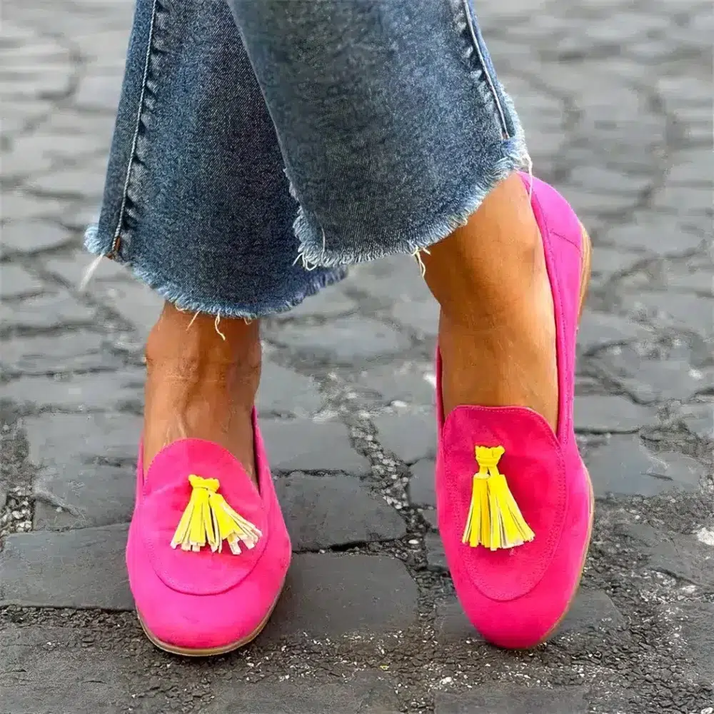 Colorful Tassel loafers with flat heels for women - Image 2