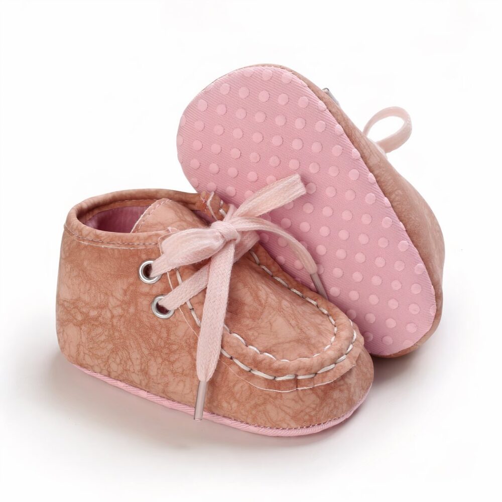 Crackle-effect lace-up moccasins for baby boys - Image 11