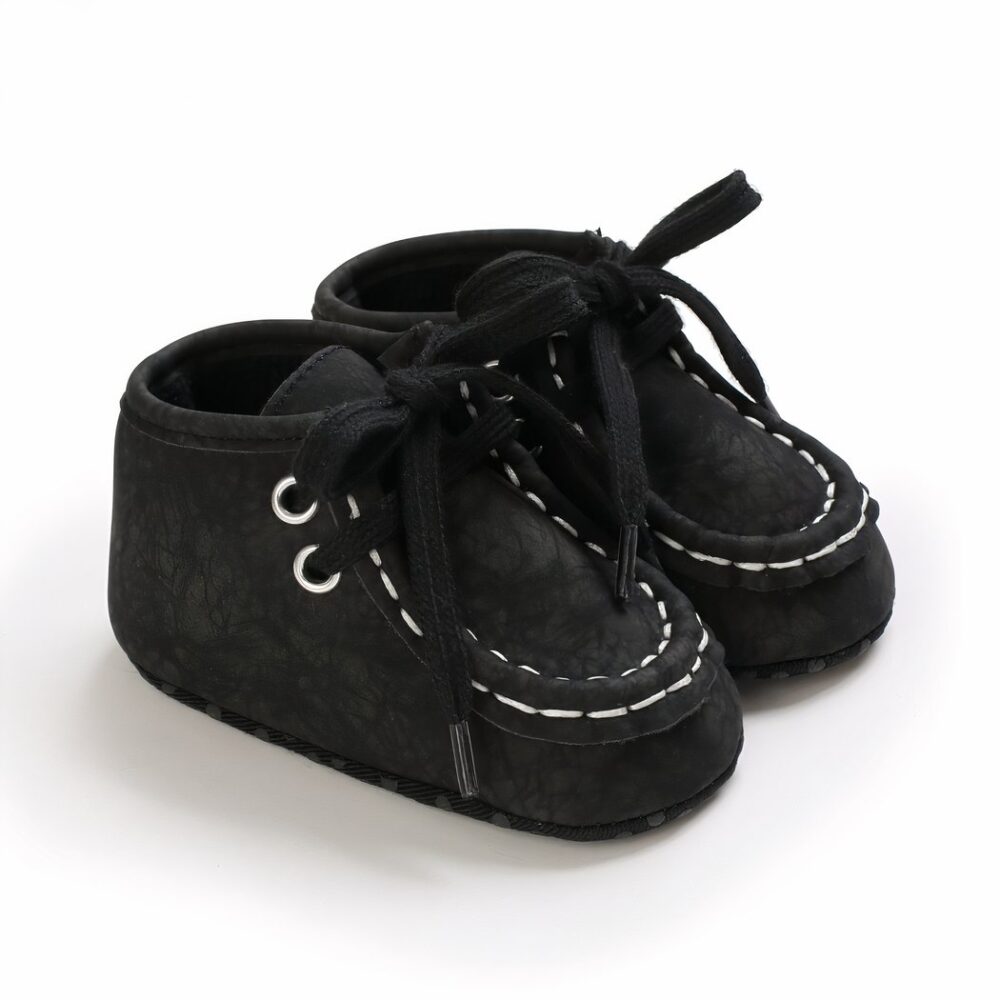 Crackle-effect lace-up moccasins for baby boys - Image 6