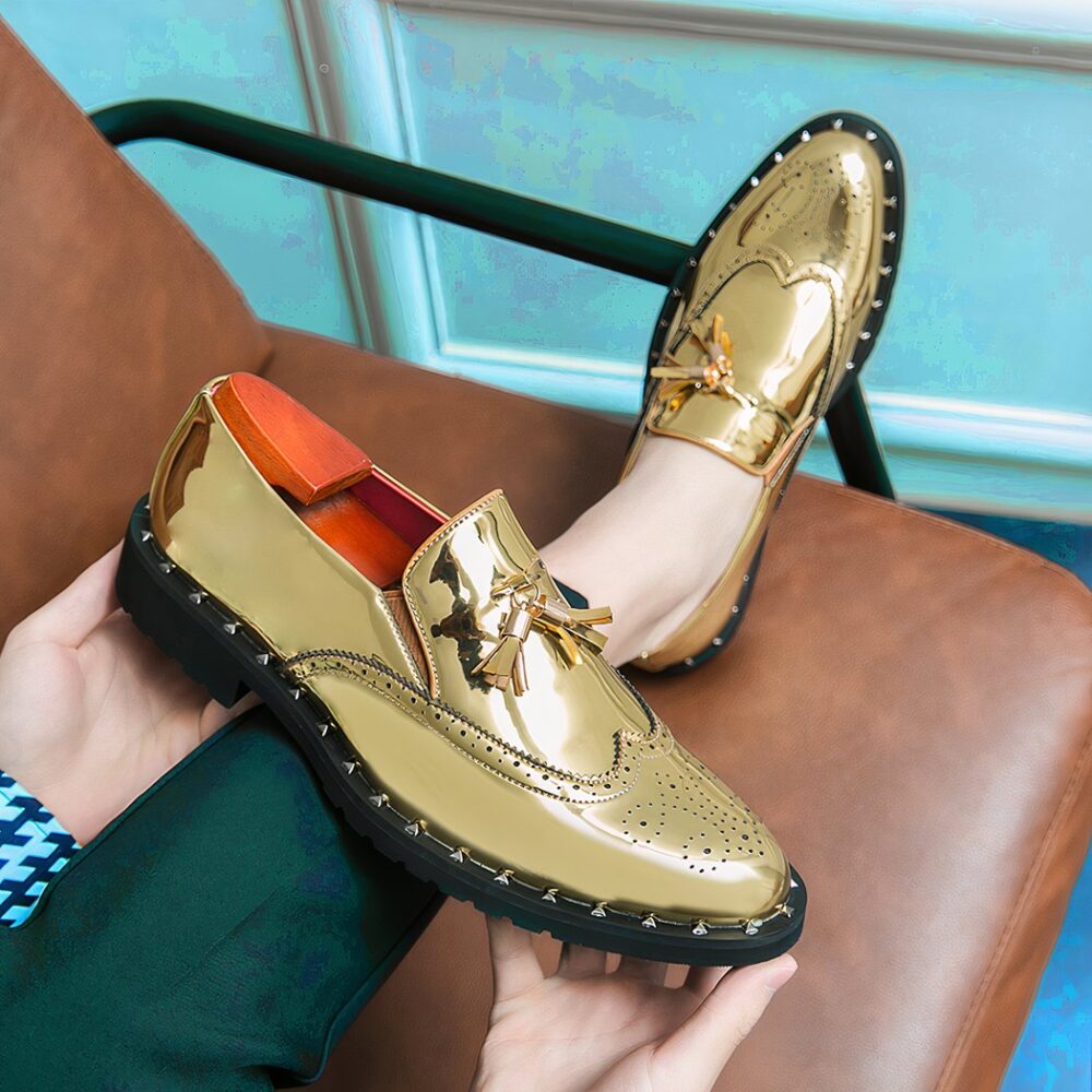 Elegant golden loafers for men - Image 4