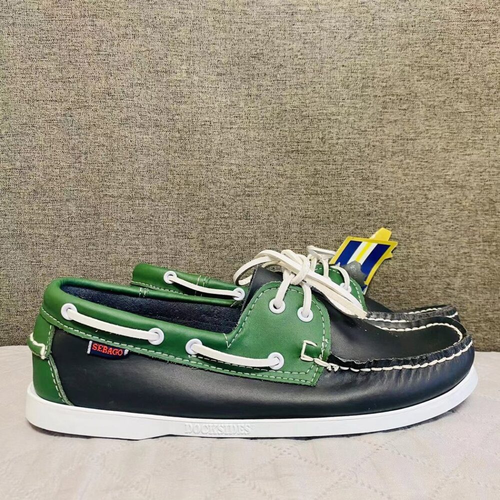 Men's black two-tone lace-up boat loafers - Image 2
