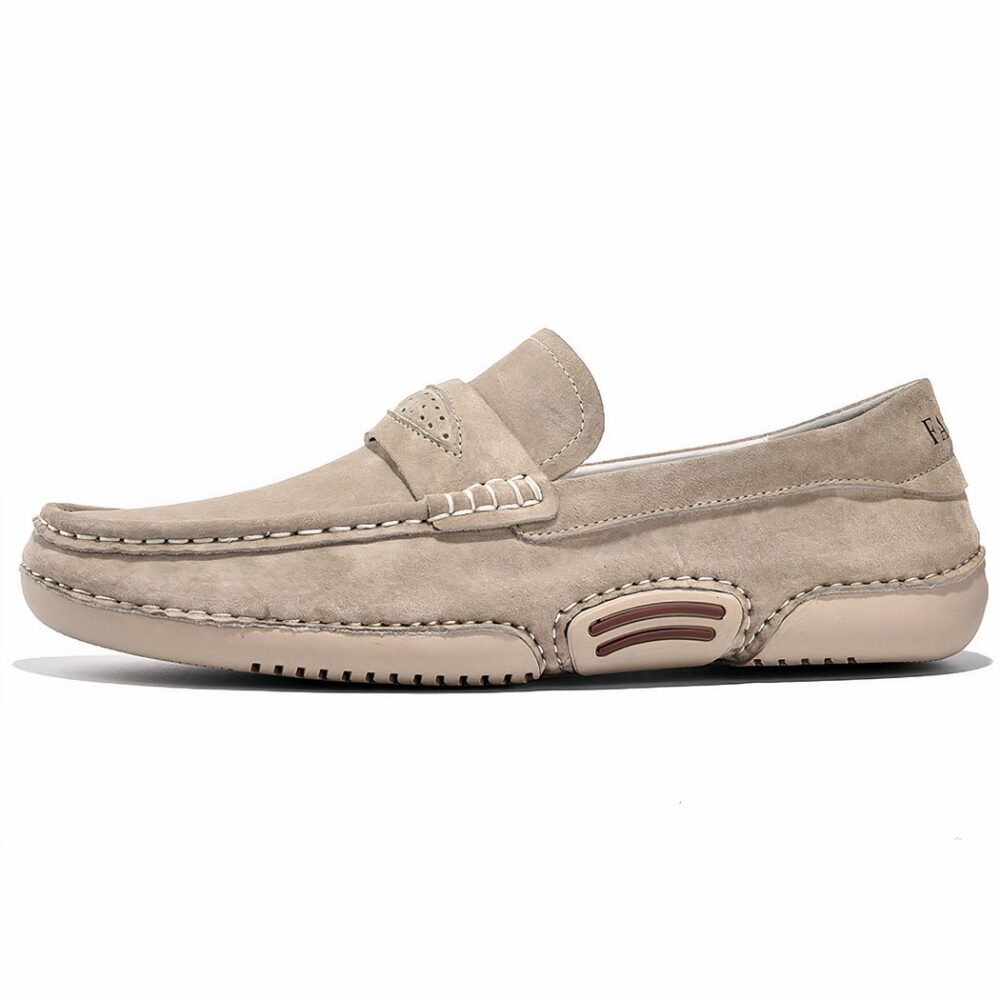 Men's casual beige suede loafers - Image 3