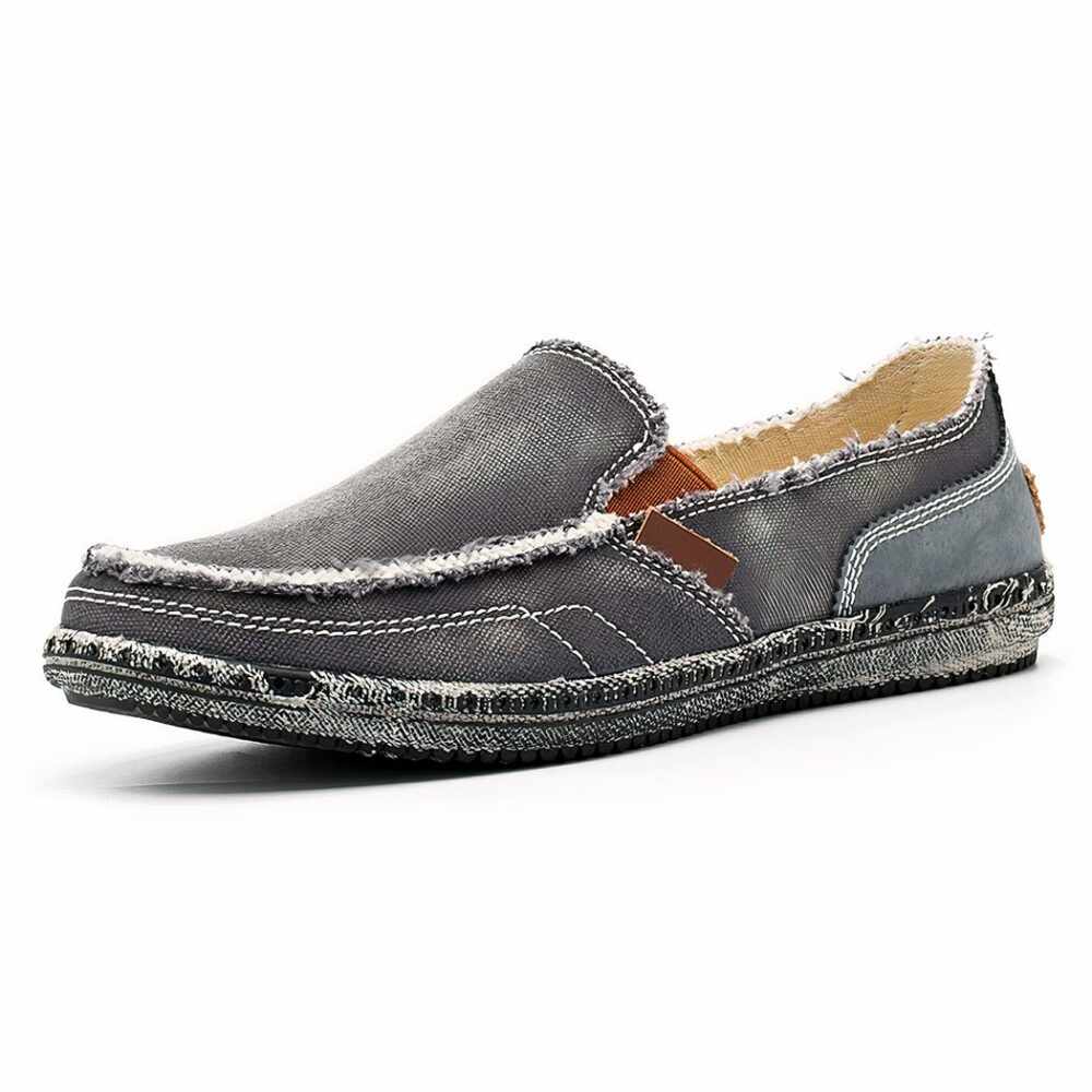 Faded black denim loafer for men