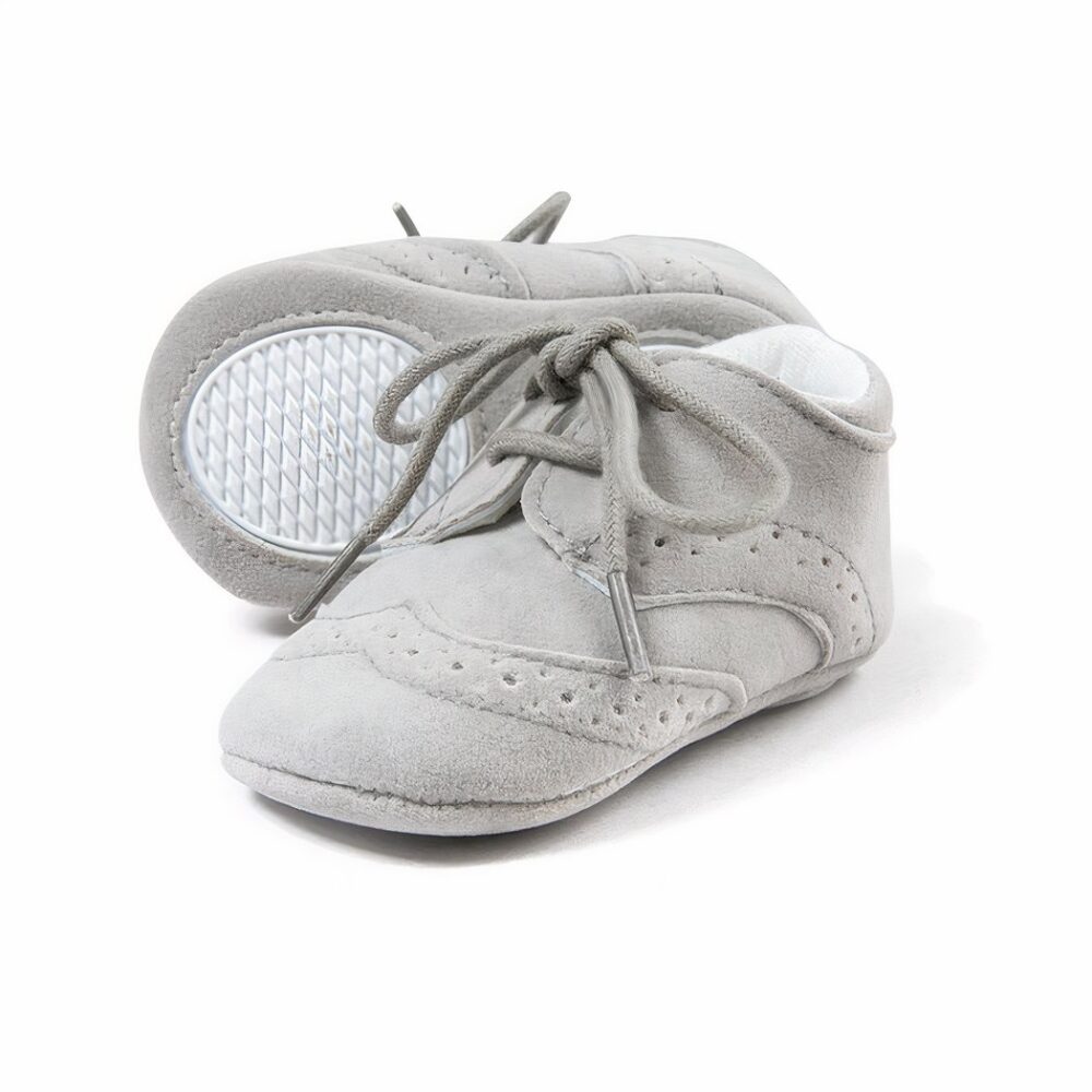 Moccasins with laces and soft sole for baby boys - Image 4