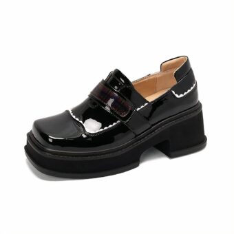 Platform loafers with an original design for women with a white background