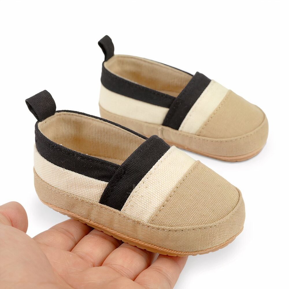 Summer moccasins in canvas with colored stripes for baby boys - Image 6