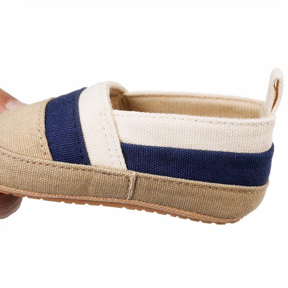 Summer moccasins in canvas with colored stripes for baby boys - Image 5