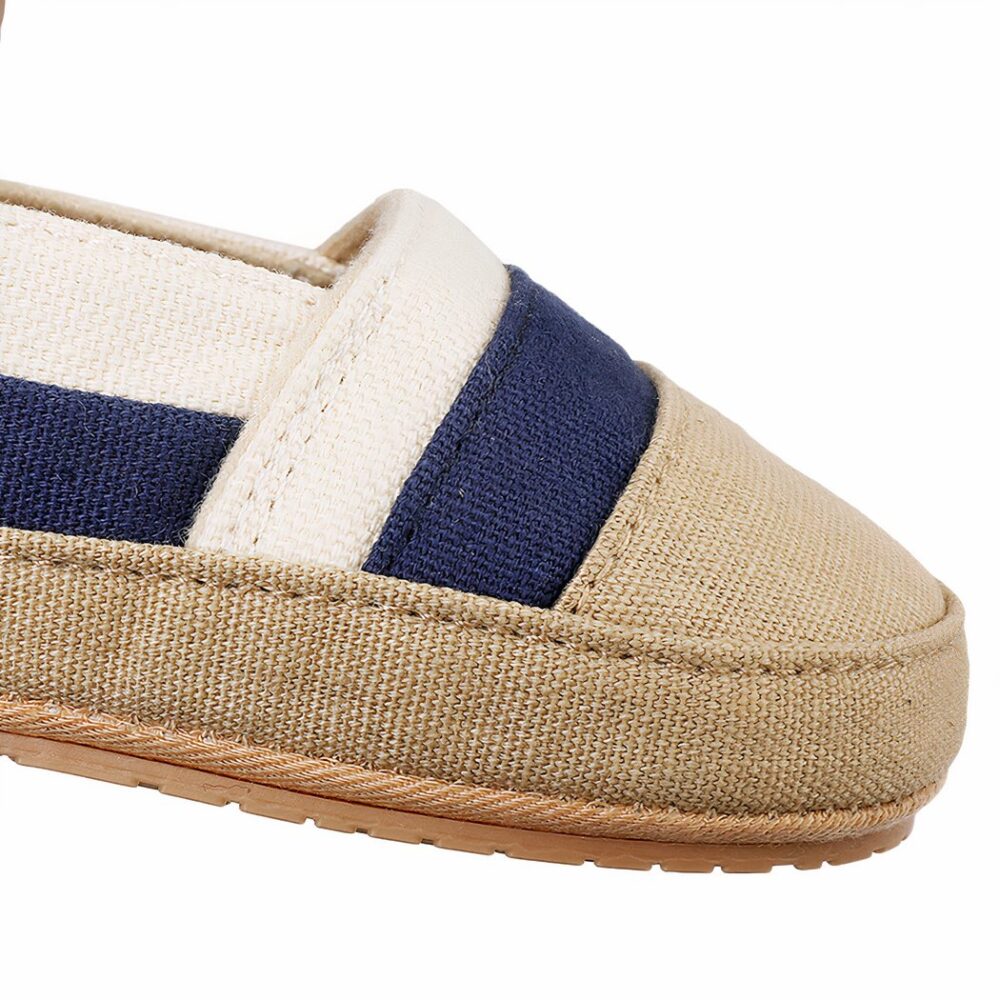 Summer moccasins in canvas with colored stripes for baby boys - Image 4