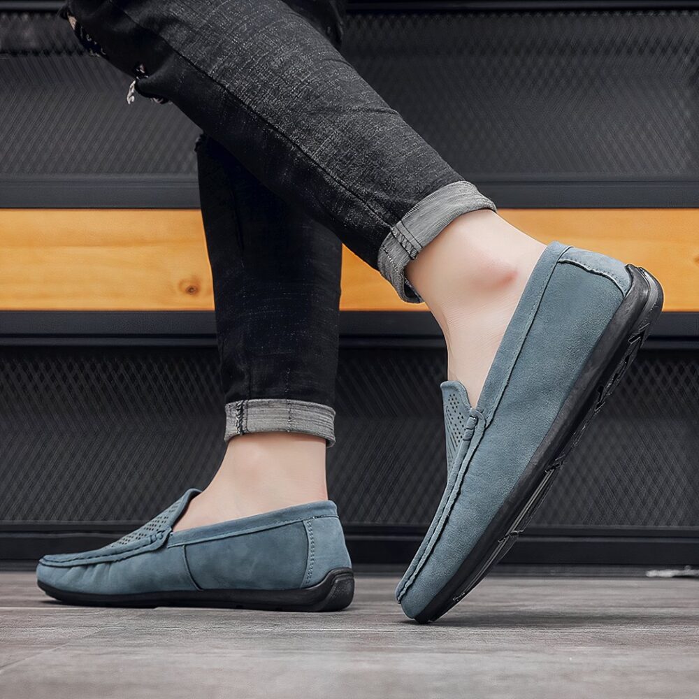 Synthetic suede loafers with an original design for men - Image 4