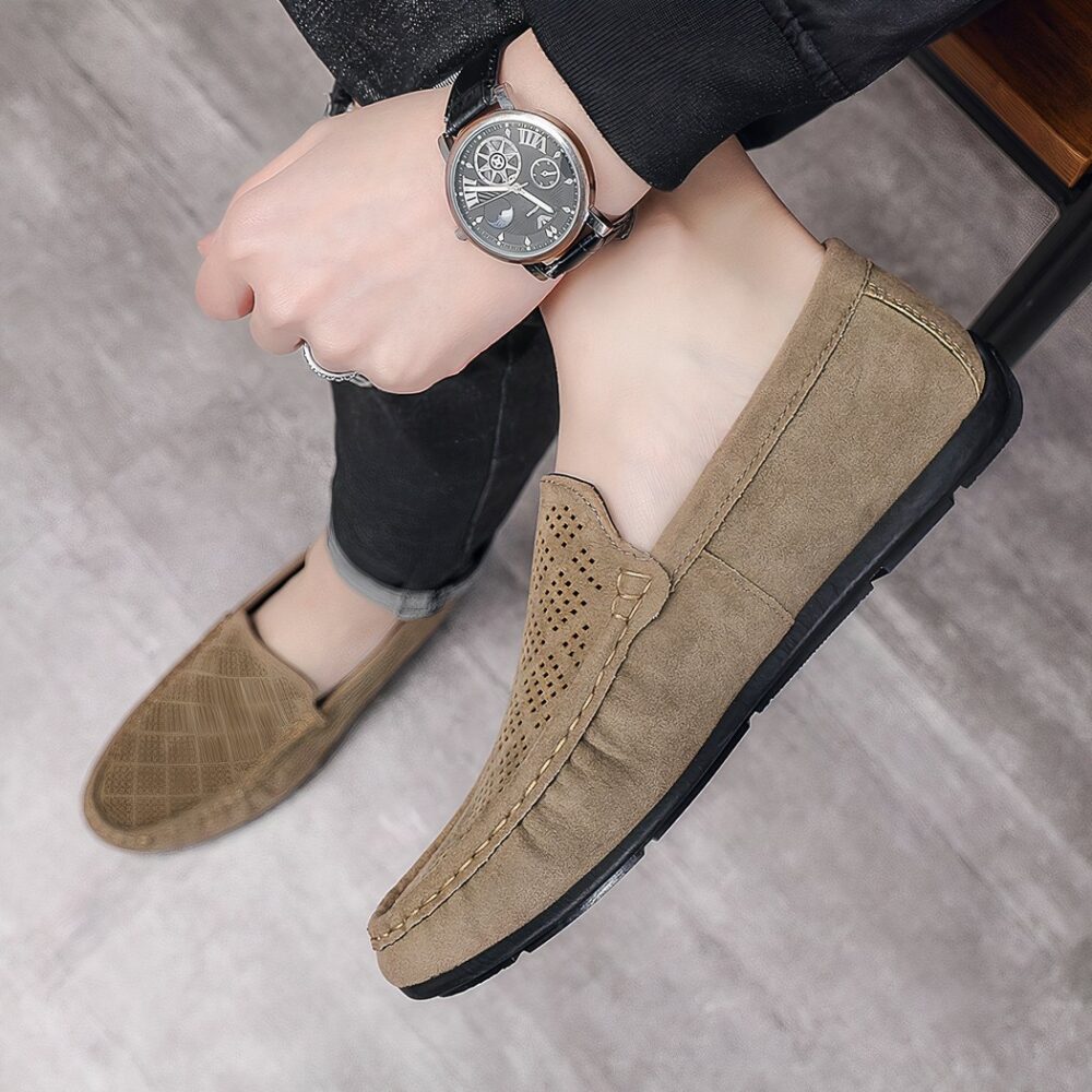 Synthetic suede loafers with an original design for men - Image 2