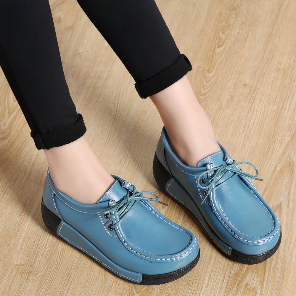 Women's boat-style lace-up wedge loafers - Image 4
