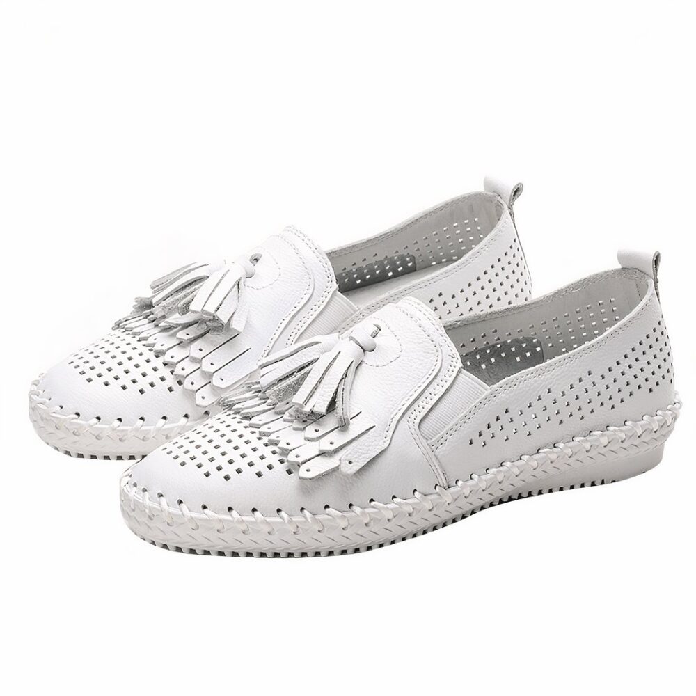 Women's soft openwork loafers with tassels - Image 4