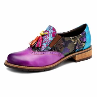 1 profile moccasin, blue/purple with tassels