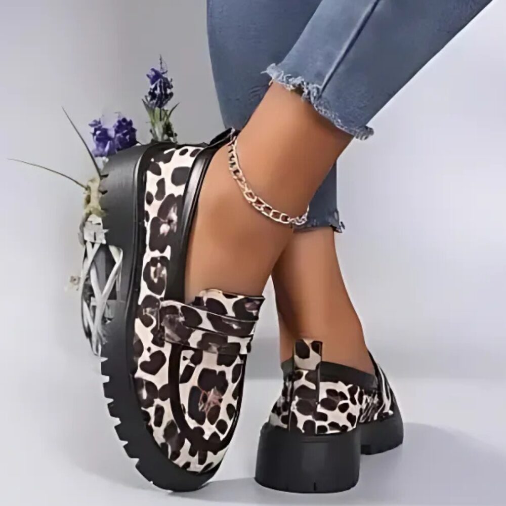 Leopard loafers with thick soles for women - Image 5