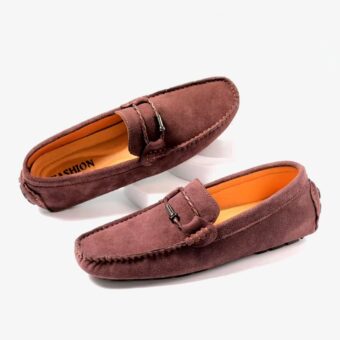 Suede boat loafers for men on a white background