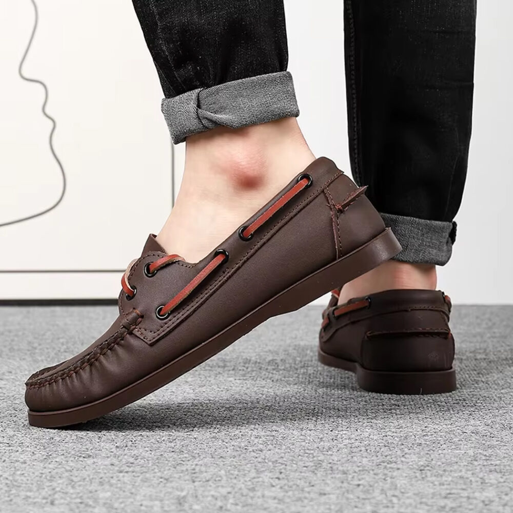 Leather boat loafers for men - Image 2
