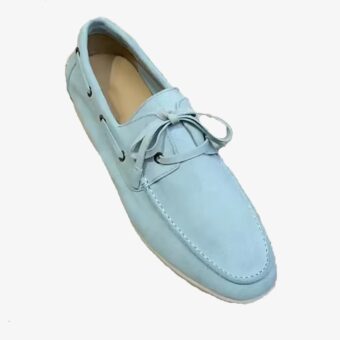 Elegant suede boat loafer for men on a white background