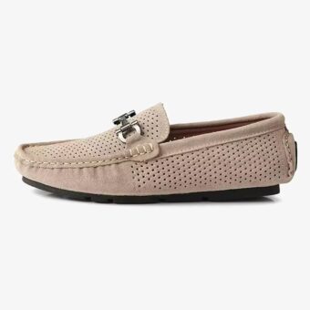 Breathable suede boat loafers for men on a white background