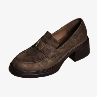 Genuine leather leopard loafer on a white background