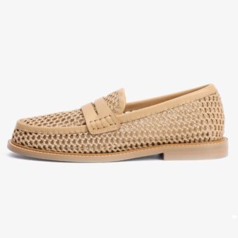 Knit and leather loafer for women on a white background