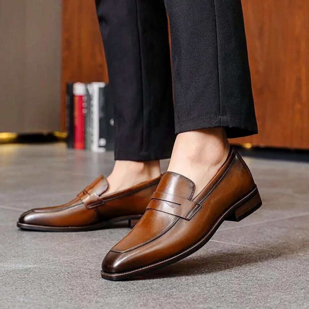 Genuine leather dress loafers for men - Image 8