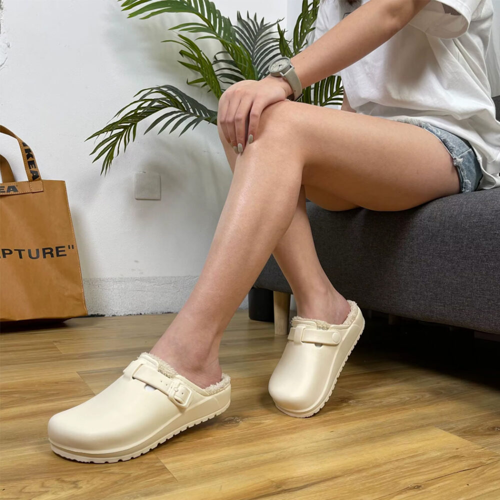 Women's synthetic leather lined clog loafers - Image 6