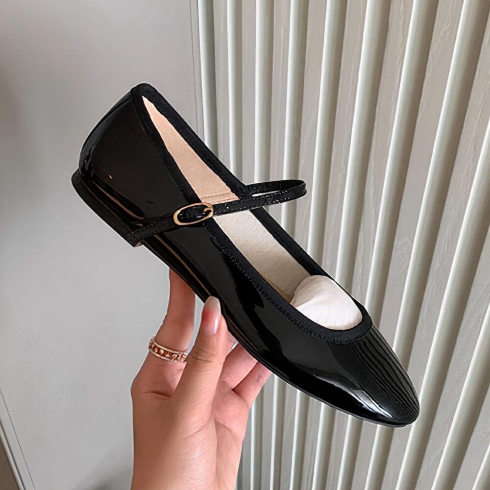 Round-toe patent ballerina loafers - Image 2