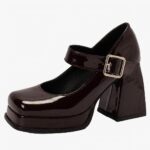 Square-heeled patent Chunky loafer on a white background